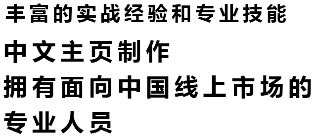 丰富的实战经验和专业技能 中文主页制作 拥有面向中国线上时长的专业人员