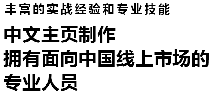 丰富的实战经验和专业技能 中文主页制作 拥有面向中国线上时长的专业人员